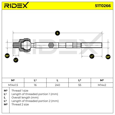 Drążek kierowniczy RIDEX 51T0266 51T0266 - foto 5