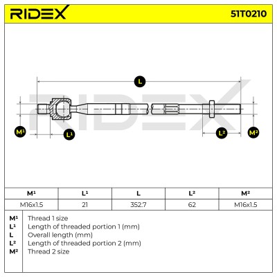 Drążek kierowniczy RIDEX 51T0210 51T0210 - foto 5