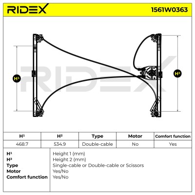 Podnośnik szyby RIDEX 1561W0363 1561W0363 - foto 6
