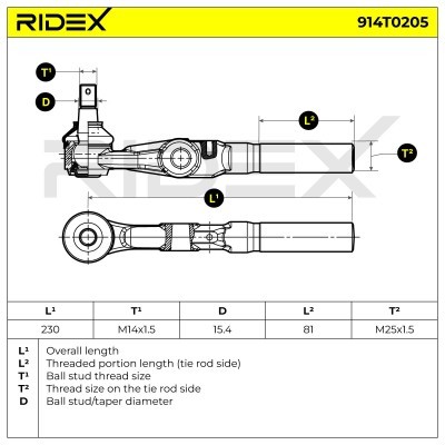 Końcówka drążka kierowniczego RIDEX 914T0205 914T0205 - foto 3