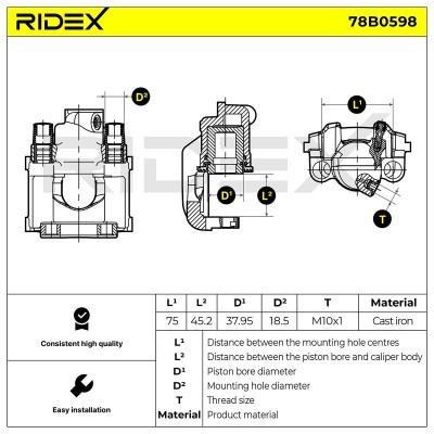 Zacisk Hamulcowy RIDEX 78B0598 78B0598 - foto 3