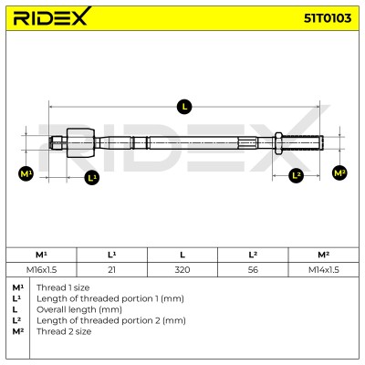 Drążek kierowniczy RIDEX 51T0103 51T0103 - foto 5