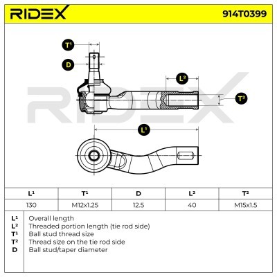 Końcówka drążka kierowniczego RIDEX 914T0399 914T0399 - foto 7
