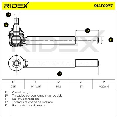 Końcówka drążka kierowniczego RIDEX 914T0277 914T0277 - foto 5