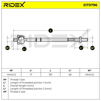Drążek kierowniczy RIDEX 51T0796 51T0796 - foto 5