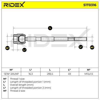 Drążek kierowniczy RIDEX 51T0316 51T0316 - foto 6