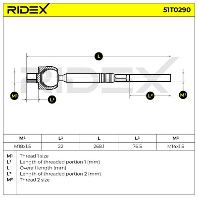 Drążek kierowniczy RIDEX 51T0290 51T0290 - foto 9