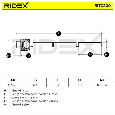 Drążek kierowniczy RIDEX 51T0200 51T0200 - foto 6