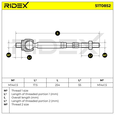 Drążek kierowniczy RIDEX 51T0852 51T0852 - foto 5