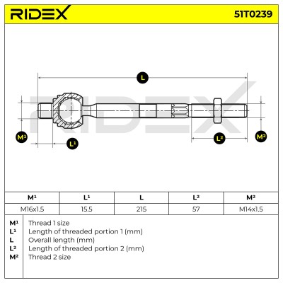 Drążek kierowniczy RIDEX 51T0239 51T0239 - foto 5