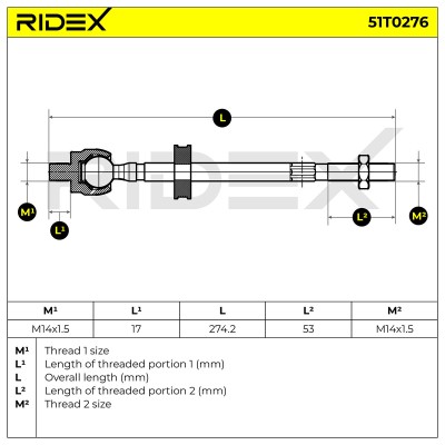 Drążek kierowniczy RIDEX 51T0276 51T0276 - foto 6