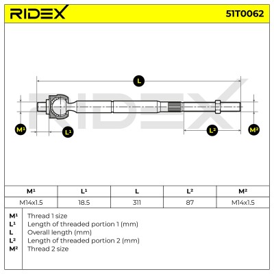 Drążek kierowniczy RIDEX 51T0062 51T0062 - foto 5