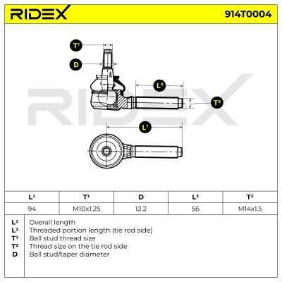 Końcówka drążka kierowniczego RIDEX 914T0004 914T0004 - foto 5