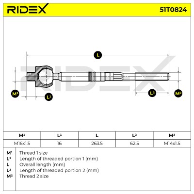 Drążek kierowniczy RIDEX 51T0824 51T0824 - foto 5