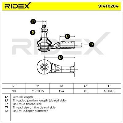 Końcówka drążka kierowniczego RIDEX 914T0204 914T0204 - foto 4