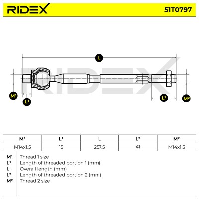 Drążek kierowniczy RIDEX 51T0797 51T0797 - foto 5