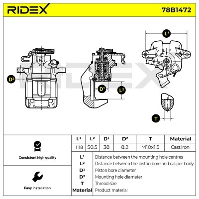 Zacisk Hamulcowy RIDEX 78B1472 78B1472 - foto 7