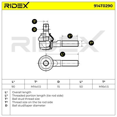 Końcówka drążka kierowniczego RIDEX 914T0290 914T0290 - foto 5