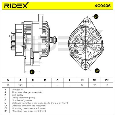 Alternator RIDEX 4G0406 4G0406 - foto 5