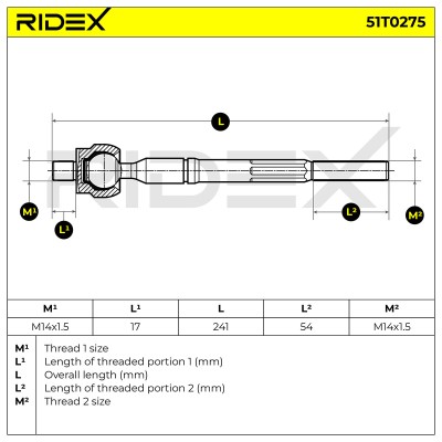Drążek kierowniczy RIDEX 51T0275 51T0275 - foto 6