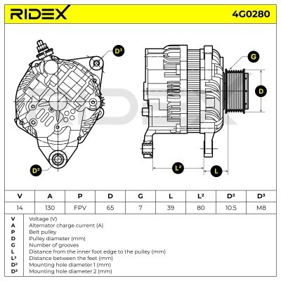 Alternator RIDEX 4G0280 4G0280 - foto 6