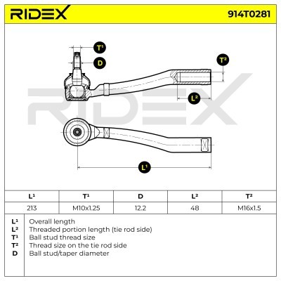 Końcówka drążka kierowniczego RIDEX 914T0281 914T0281 - foto 6