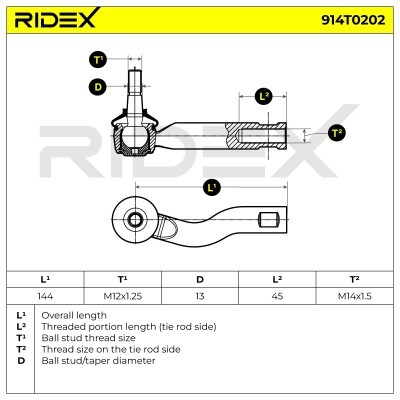 Końcówka drążka kierowniczego RIDEX 914T0202 914T0202 - foto 5