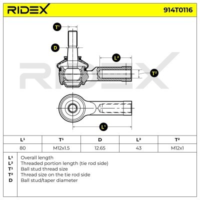 Końcówka drążka kierowniczego RIDEX 914T0116 914T0116 - foto 7