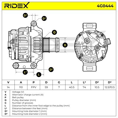 Alternator RIDEX 4G0444 4G0444 - foto 7