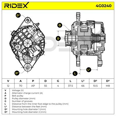 Alternator RIDEX 4G0240 4G0240 - foto 6