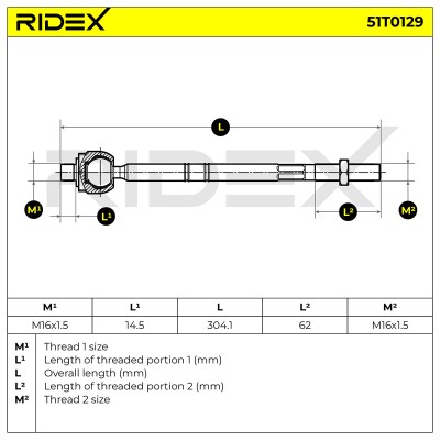 Drążek kierowniczy RIDEX 51T0129 51T0129 - foto 5