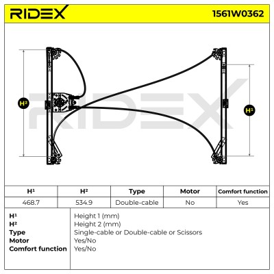 Podnośnik szyby RIDEX 1561W0362 1561W0362 - foto 6