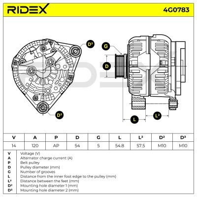 Alternator RIDEX 4G0783 4G0783 - foto 5