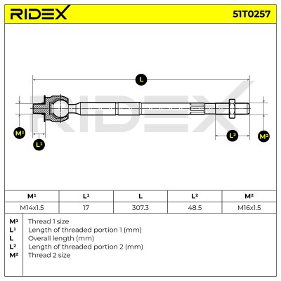 Drążek kierowniczy RIDEX 51T0257 51T0257 - foto 7