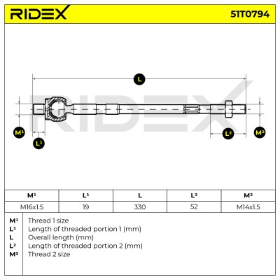 Drążek kierowniczy RIDEX 51T0794 51T0794 - foto 5