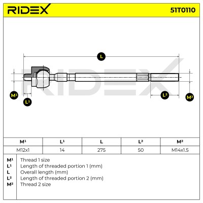 Drążek kierowniczy RIDEX 51T0110 51T0110 - foto 6