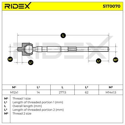 Drążek kierowniczy RIDEX 51T0070 51T0070 - foto 6