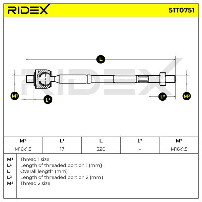 Drążek kierowniczy RIDEX 51T0751 51T0751 - foto 5