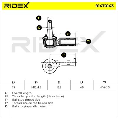 Końcówka drążka kierowniczego RIDEX 914T0143 914T0143 - foto 5