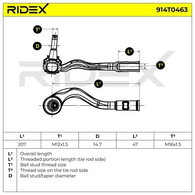 Końcówka drążka kierowniczego RIDEX 914T0463 914T0463 - foto 5