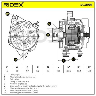 Alternator RIDEX 4G0196 4G0196 - foto 6