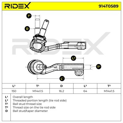 Końcówka drążka kierowniczego RIDEX 914T0589 914T0589 - foto 6