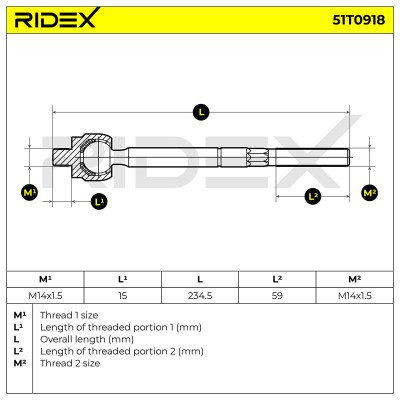 Drążek kierowniczy RIDEX 51T0918 51T0918 - foto 5