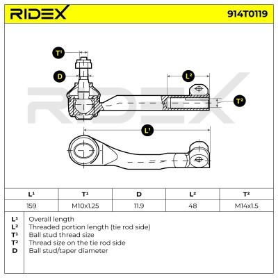 Końcówka drążka kierowniczego RIDEX 914T0119 914T0119 - foto 7