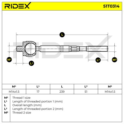 Drążek kierowniczy RIDEX 51T0314 51T0314 - foto 6