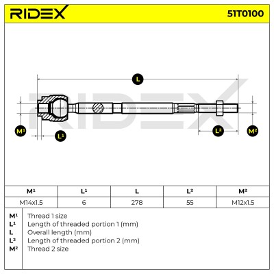 Drążek kierowniczy RIDEX 51T0100 51T0100 - foto 5