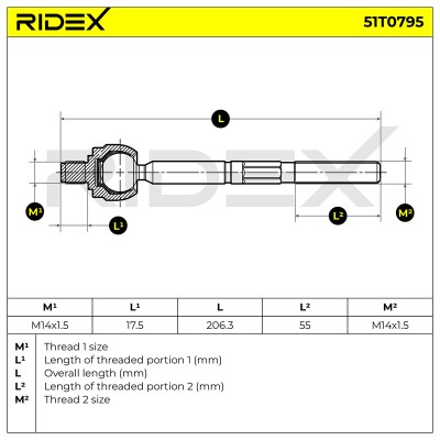 Drążek kierowniczy RIDEX 51T0795 51T0795 - foto 5