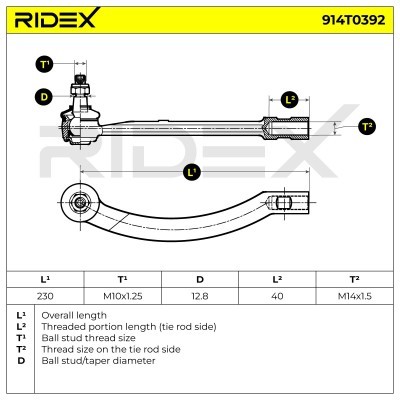 Końcówka drążka kierowniczego RIDEX 914T0392 914T0392 - foto 5