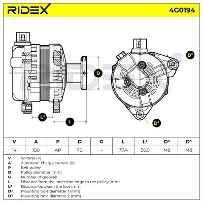 Alternator RIDEX 4G0194 4G0194 - foto 6
