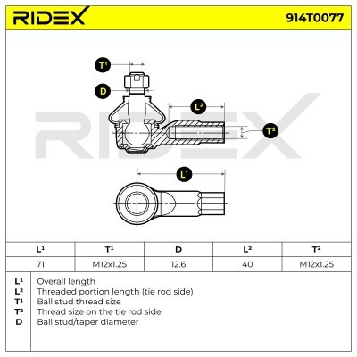 Końcówka drążka kierowniczego RIDEX 914T0077 914T0077 - foto 6